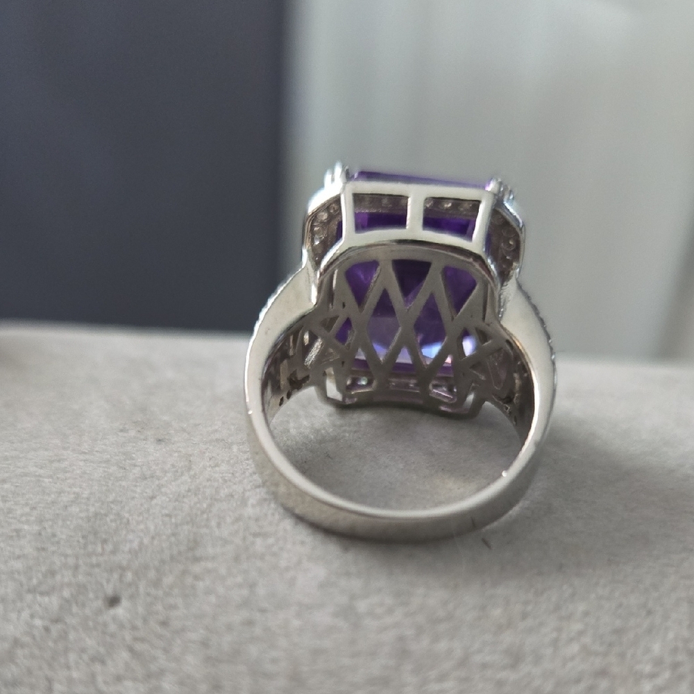 Radiant Purple Gemstone Silver Ring - image 4